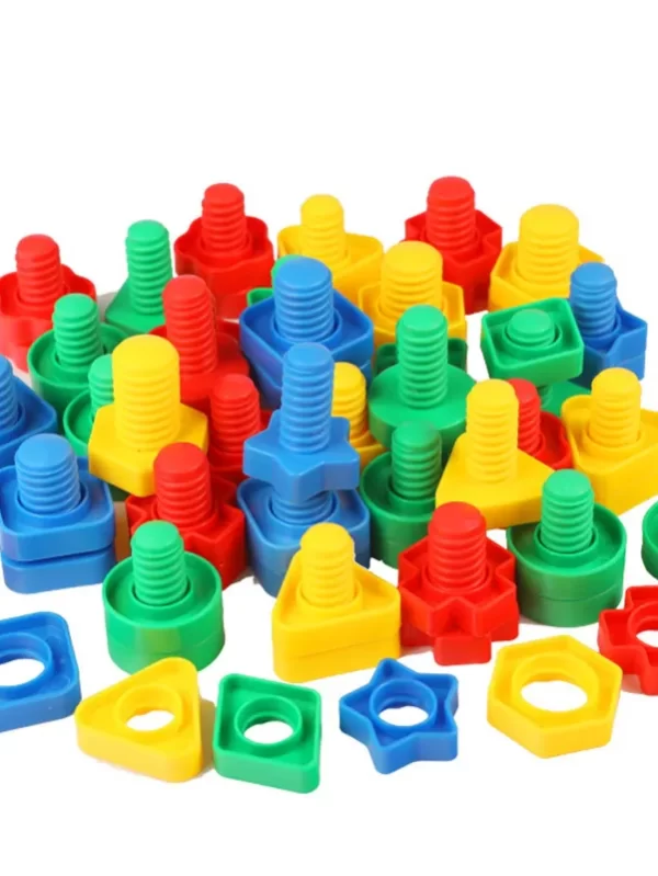 5 Set Screw Building Blocks Nut Shape Match Puzzle Toys For Children Infant Montessori Shape Color Recognize Educational Toys
