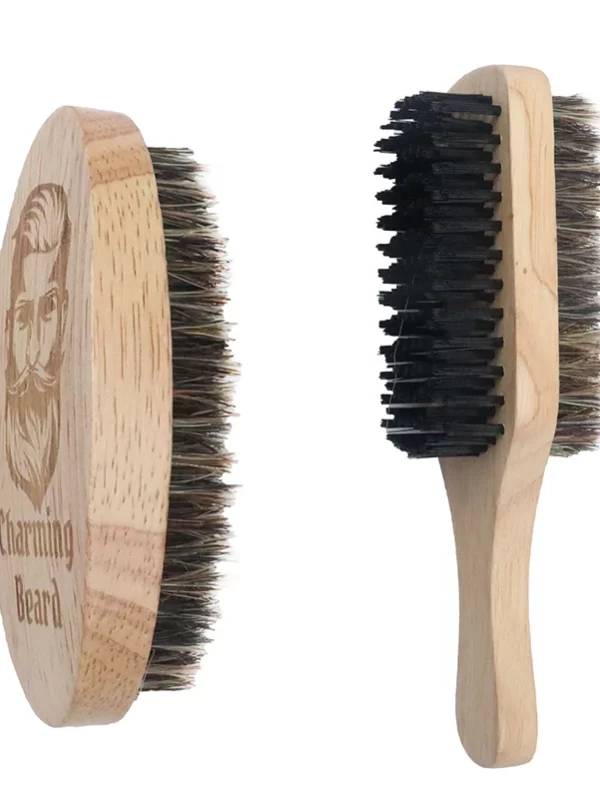 Escova de barbear de cerdas de javali para homem barbeiro portátil escova natural para barba limpeza facial ferramentas de bigode eco friendly 1pc