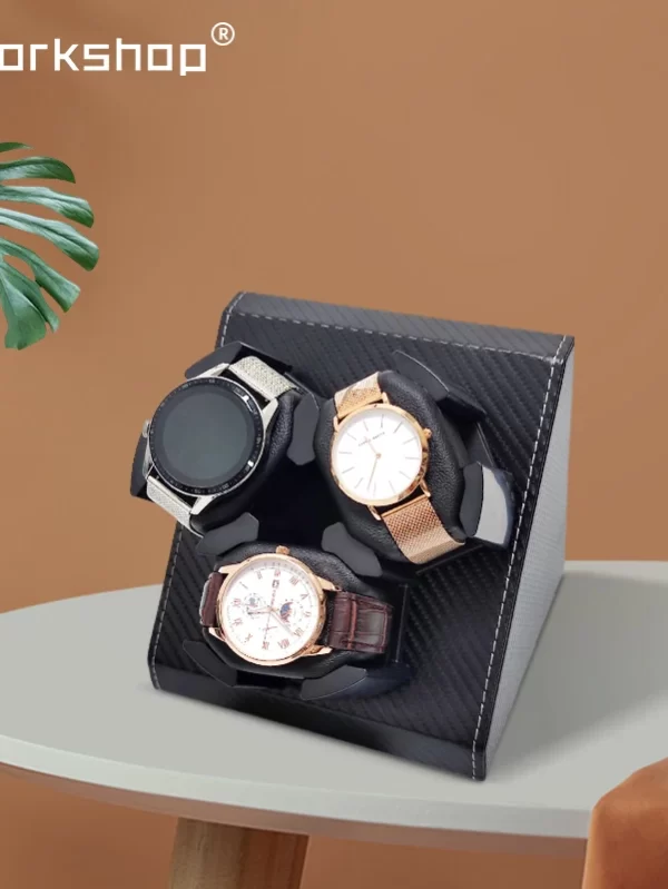 Niworkshop Automatic Watch Winder, Luxury PU leather 3 Slots Watch Storage Case with Quiet Motor, Memory Cotton Watch Pillow - Image 2