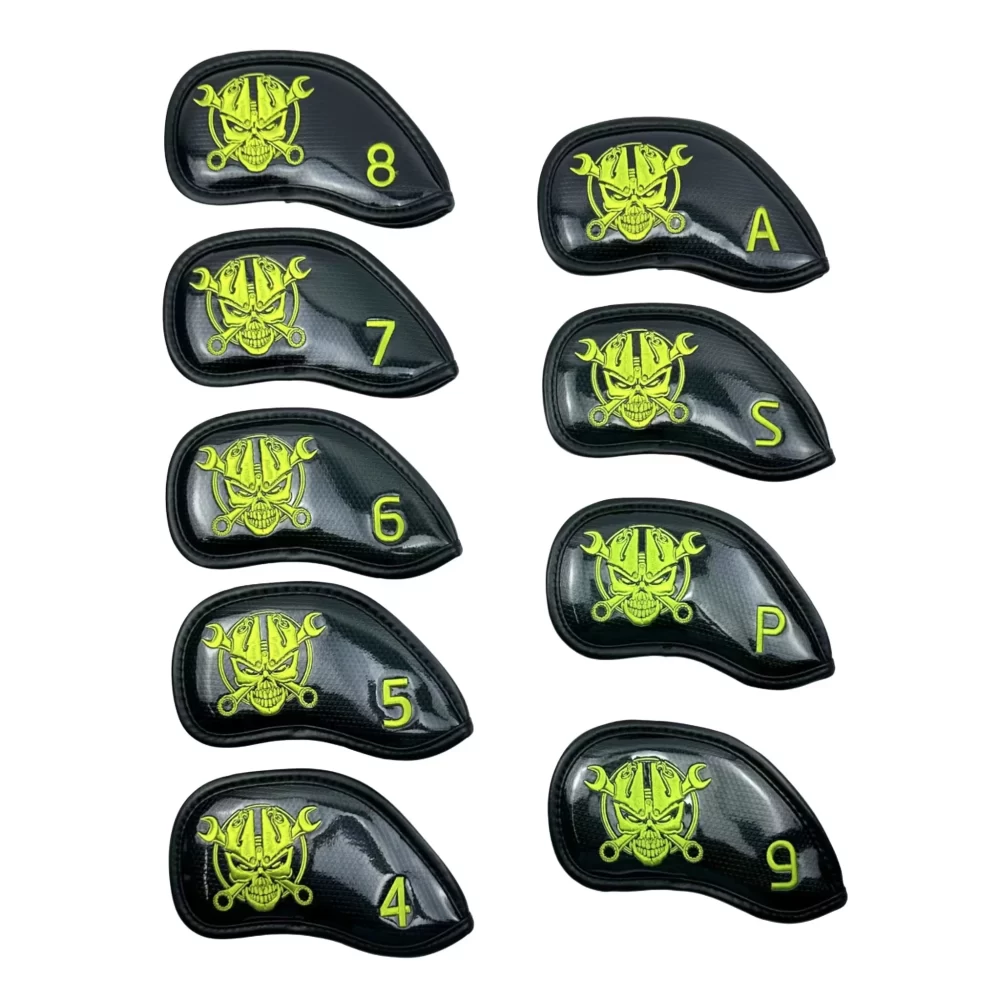 9 pçs/set couro do plutônio com homem de ferro bordado golf club iron head cover 4/5/6/7/8/9/p/a/s - Image 6