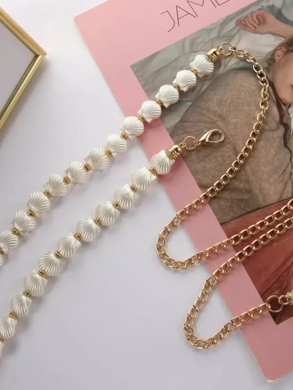Cós Pérola Shell Coreano para Mulheres, Corrente Cintura, Vestido Decorativo, Cintos Finos