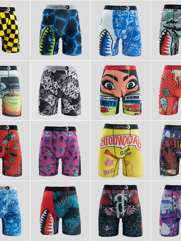 Roupa Interior Sexy Respirável dos homens, Calcinhas Masculinas, Lingerie Masculina, Cuecas, Moda Estampada Boxers Trunks, Plus Size, L-XXXL