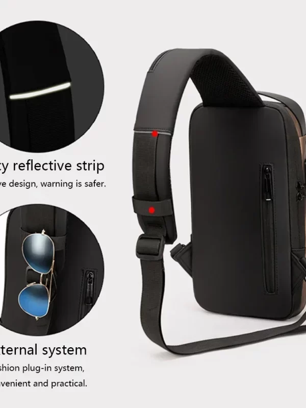 Bolsa de Ombro Anti-Roubo Multifuncional para Homens, USB, Designer, Crossbody, Viagem, Sling, Messenger Pack, Peito, Masculino, Marca de Luxo - Image 5