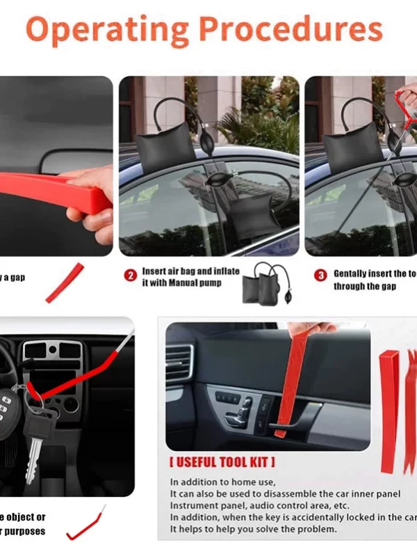 Car Complete Tool Kit Door Open Grabber Lockout Lock Pick Set Long Range Reach Hooking Key Lost In Truck Air Wedge Bag Pump Tool - Image 5
