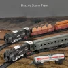 Trem de carga ferroviário elétrico, Passenger Water Steam Locomotive Playset, Modelo de simulação, Brinquedos clássicos
