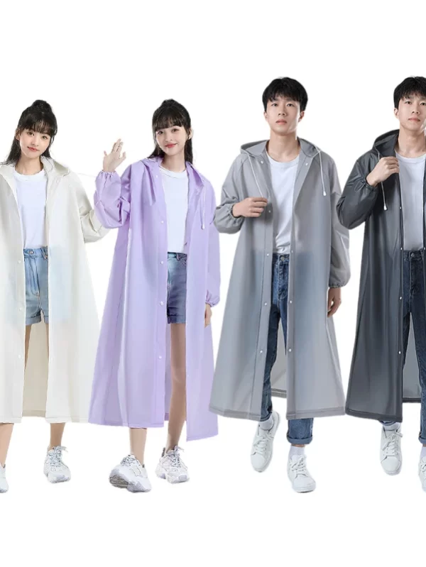 EVA Impermeável Long Raincoat, Impermeável reutilizável para adulto, Esportes ao ar livre, Casaco de chuva para caminhadas, Reutilizável - Image 3