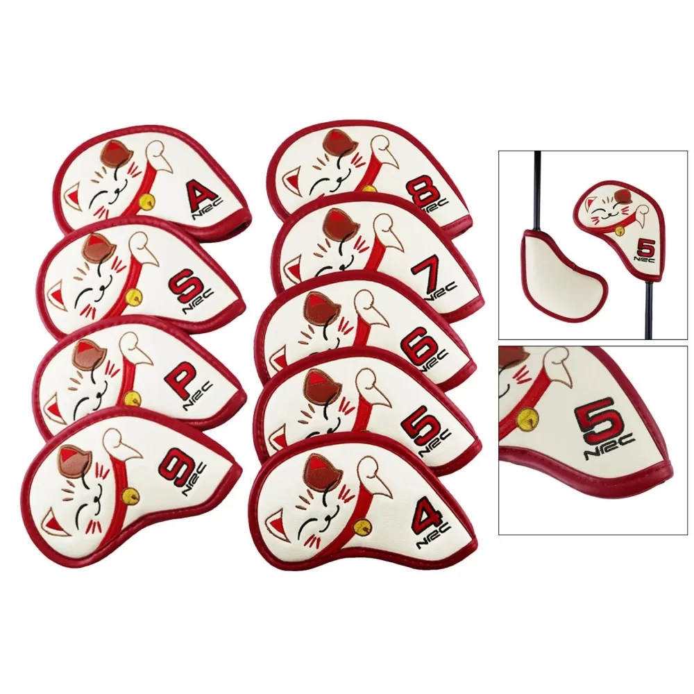Fortune Cat Golf Cabeça De Ferro Tampa Set, Tampa Do Clube, 9Pcs - Image 4