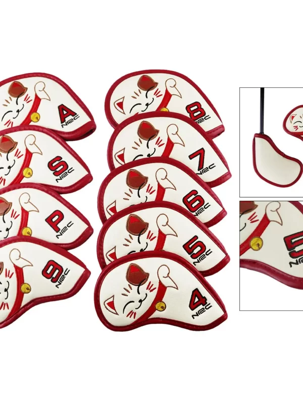 Fortune Cat Golf Cabeça De Ferro Tampa Set, Tampa Do Clube, 9Pcs - Image 4