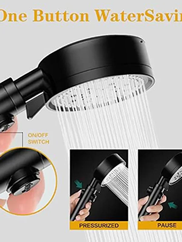 For smart bathroom accessories Black shower heads high pressure Shower Head Handheld Water Saving Shower Head Rust-proof Tool - Image 4