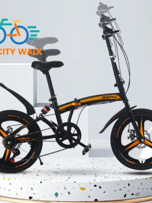 FJ Durável Bicicleta Dobrável para Adultos, Velocidade Variável, Freio a Disco Duplo, Liga de Ciclismo, Roda Integrada, 20 Polegada, ao ar livre