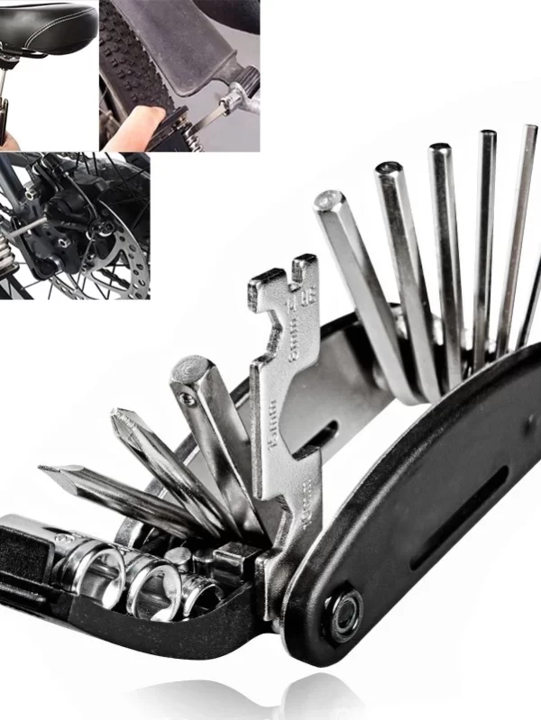 Bicicleta Repair Tool Kit, Multitool com bicicleta pneu alavancas, Hex falou chave, Folding Metric Repair Set, 16 em 1
