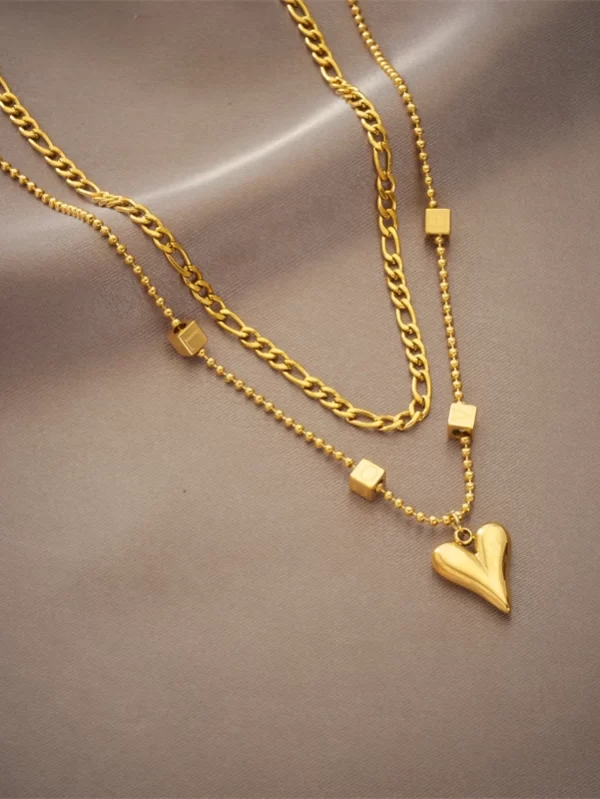 XIYANIKE-Dupla Camada Colar de Pérolas em Forma de Coração para Mulheres, Aço Inoxidável 316L, Luxo Cor Dourada, Presentes de Casamento, 2023 - Image 5