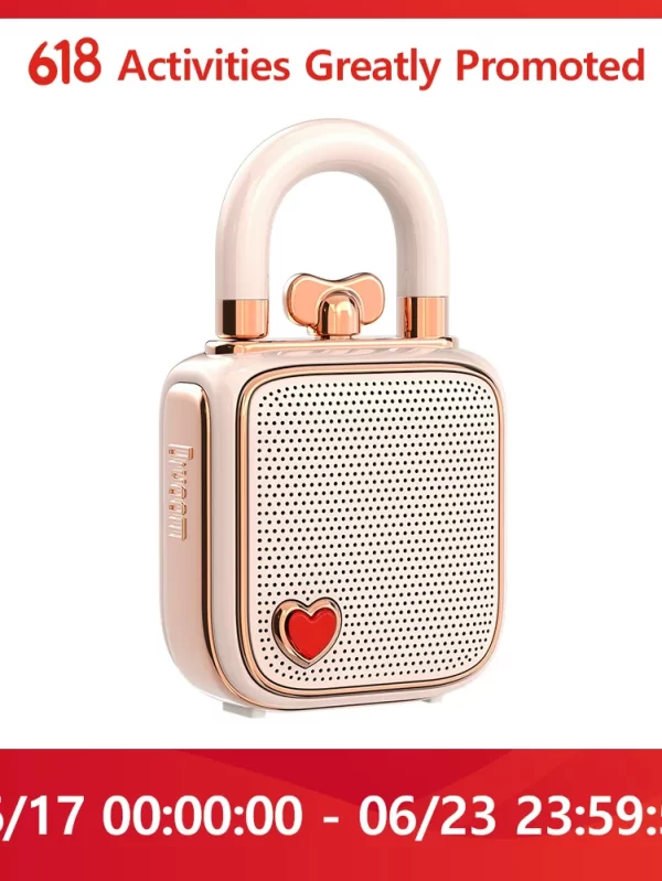 Divoom-LoveLock alto-falante Bluetooth portátil, mini design elegante retro bonito, caixa de som 5W, presente ideal para menina, rosa, novo, 2024