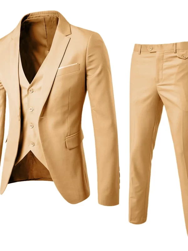 Men’s Suit Slim 3 Piece Suit Business Wedding Party Jacket Vest & Pants Coat European American Style Social Dress Shirts Pants - Image 2