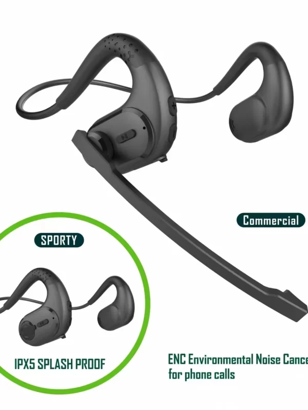 Ar Condução Aberta Ear Headset, profissional Fones de ouvido comercial, magnético destacável Boom Microfone Estéreo, nova geração, ENC