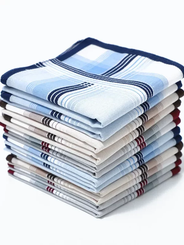 Lenço Quadrado Listrado Clássico para Homens, Lenço, 100% Algodão, Bolso Empresarial, Presente de Festa de Casamento, 40x40cm, 3Pcs