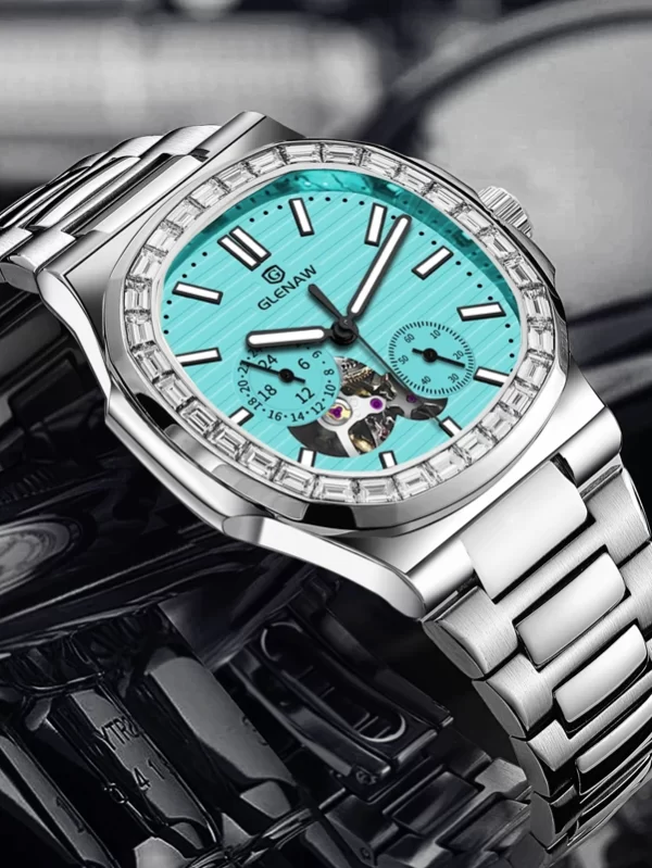 GLENAW Dual Seconds Dual Hour Hand Mechanical Watch Original Stainless Steel Authentic Watch Night Glow Waterproof Men's Watch - Image 2