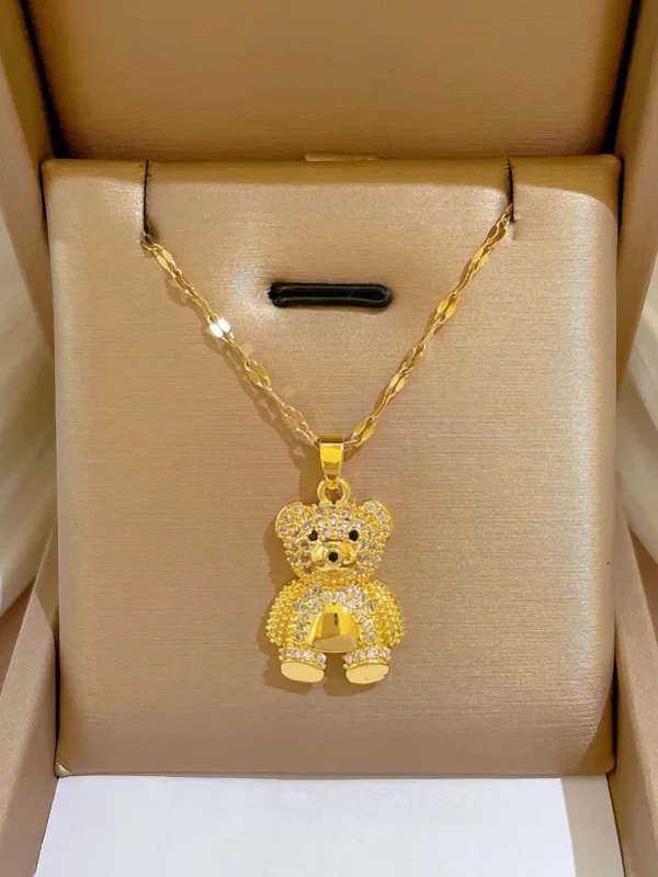 Big Bear Pendant Necklace para senhoras, moda urso Clavícula Cadeia, moda leve, luxo, amigos e presentes da família