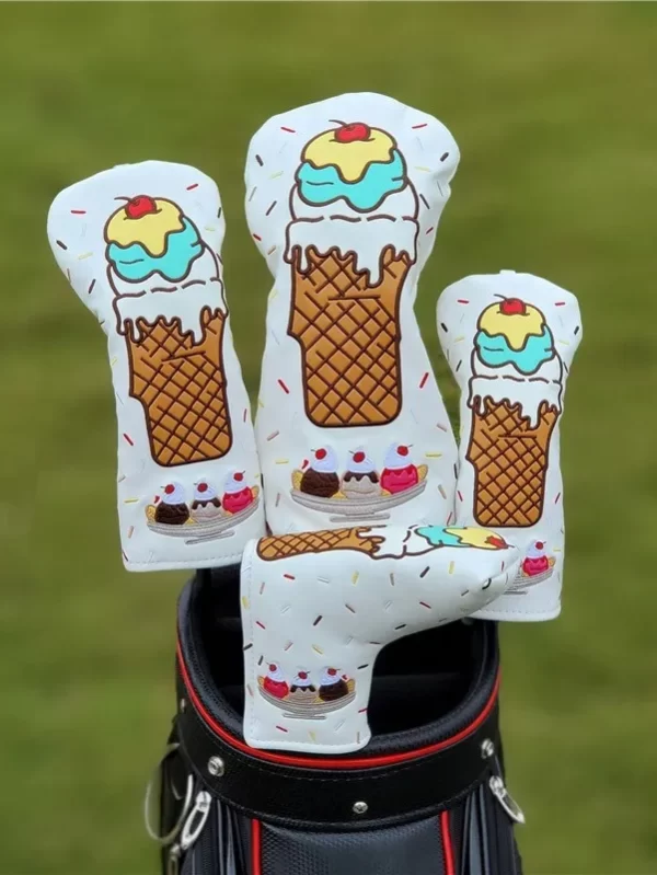 Ice Cream Design Tampa De Madeira De Golfe, Híbrido Motorista Fairway, À prova d'água Protector Set, Durable Golf Putter Head Club Capas - Image 2