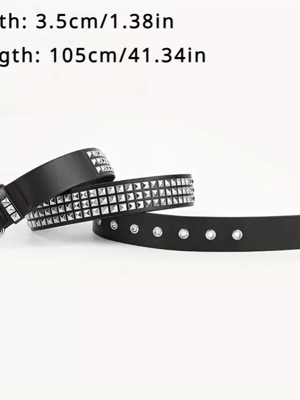 2024 New Square Bead Rivet Belt Metal Pyramid Belt Men and Women Punk Hardware Jeans Belt Y2K Belt Designer Belt Women's Belts - Image 5