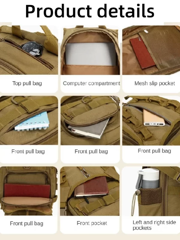 Mochila multifuncional ao ar livre com vários compartimentos, mochila tática de montanhismo, mochila masculina de pesca, 20L - Image 6