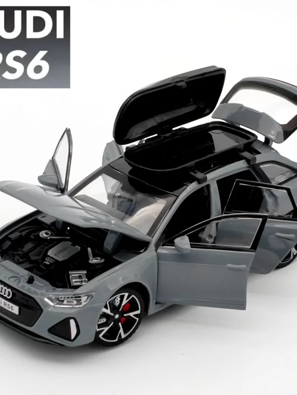 Audi RS6 Toy Car Model com portas de som e luz, Aberto Alloy Diecast Model, Brinquedo de coleta de veículos para meninos