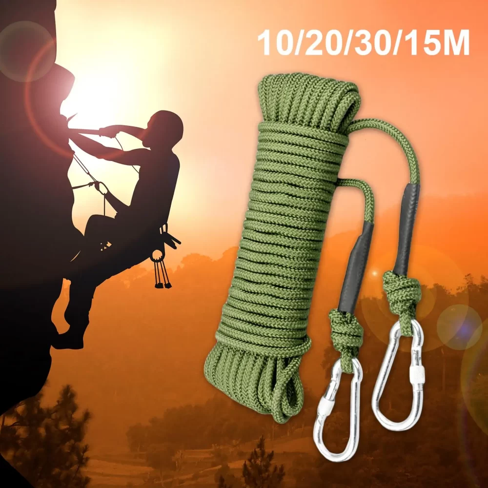 Equipamento De Escape De Incêndio Com Fio De Aço Corda De Escalada Ao Ar Livre, 2 Mosquetões, Núcleo Verde, Escalada De Emergência - Image 5