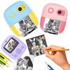 Câmera de impressão instantânea para crianças, 2.4 Polegada, tela IPS, câmera infantil, 12MP HD, vídeo 1080p, câmera fotográfica digital com 3 rolos de papel impresso