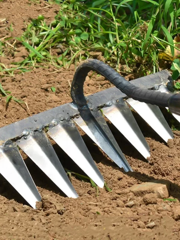 Hoe Weeding Rake 4/7 Tooth Ground Loose Soil Weeders Grass Puller Farm Agricultural Garden Hand Tools Nail Rake - Image 3