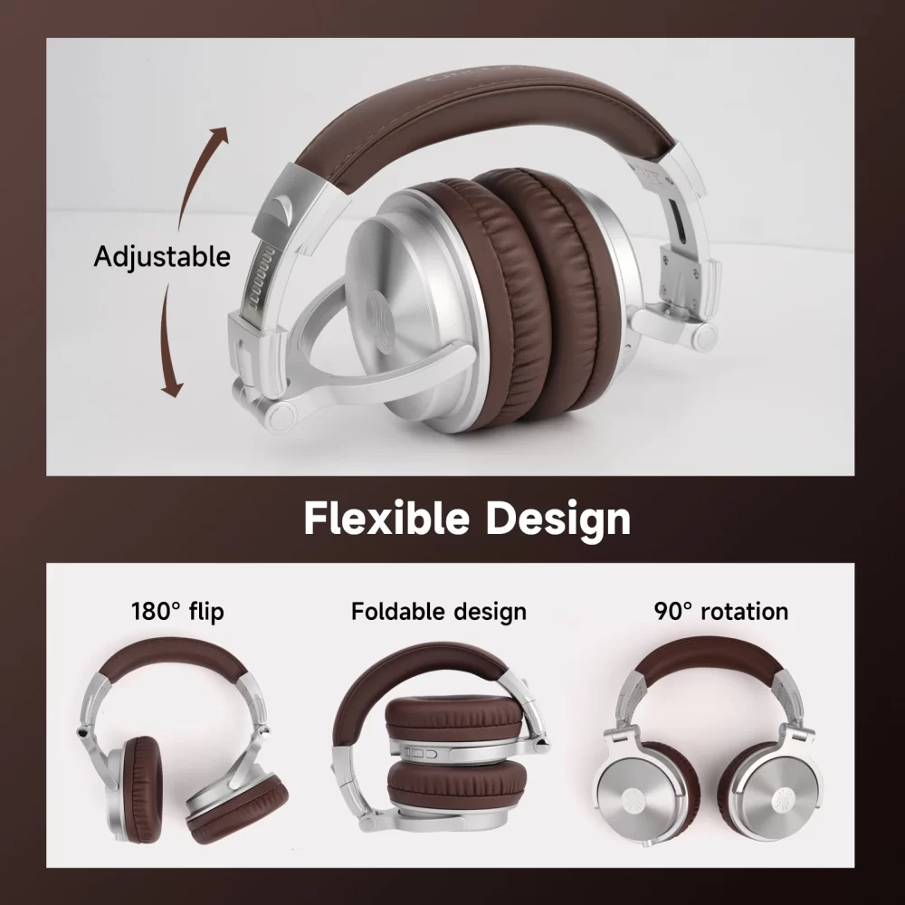 Oneodio-Auscultadores Over-Ear sem fios com microfone, Upgrade Pro C, auriculares desportivos, áudio de alta resolução, Bluetooth 5.2, 110Hrs - Image 5