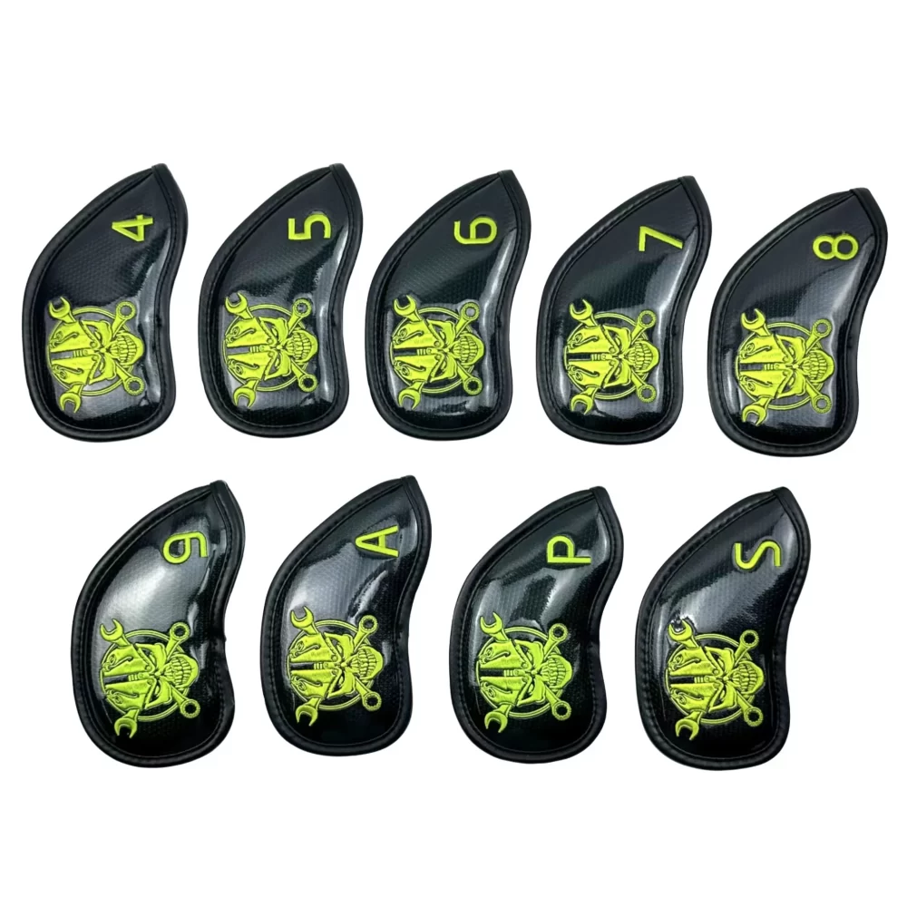 9 pçs/set couro do plutônio com homem de ferro bordado golf club iron head cover 4/5/6/7/8/9/p/a/s - Image 5