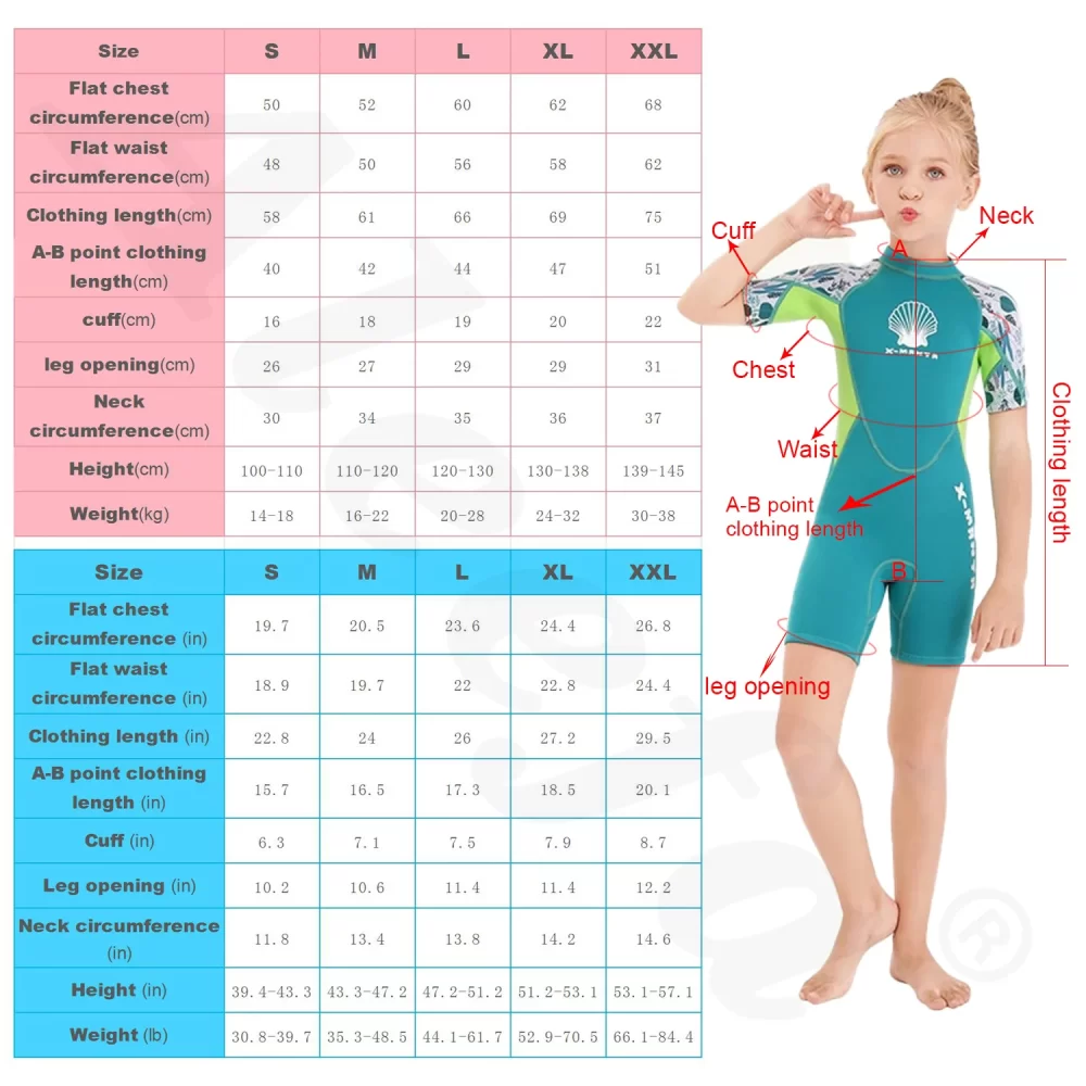 Kids Girls Neoprene 2.5mm Wetsuit Diving Suit Winter Swimwear Short Surfing Swimsuit Wet Diving Shorty - Image 5