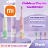 Xiaomi-Escova Elétrica Sônica Infantil, Automática, IPX7 Impermeável com Cabeças de Substituição, Recarregável, Escova Colorida dos Desenhos Animados