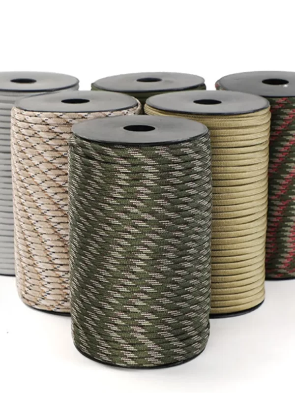 Militar Tactical Parachute Cord, Camping Acessórios, DIY Weaving, Equipamento de sobrevivência ao ar livre, Corda Tent, 650 Paracord, 9 Strand, 4mm