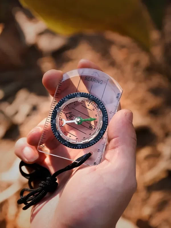 Mini bússola profissional para sobrevivência ao ar livre, Régua de escala de mapa Equipamento multifuncional Ferramenta de orientação para caminhadas, Camping