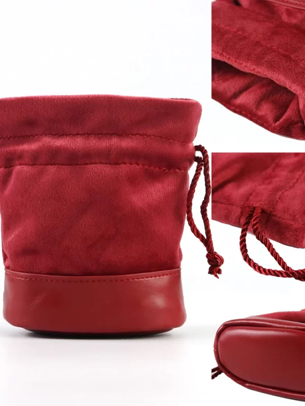 Saco de Dados Vermelho com Couro PU e Velvet Splicing Design, Drawstring Pouch para RPG, D & D Dices, Coins and Board Game Acessórios Armazenamento
