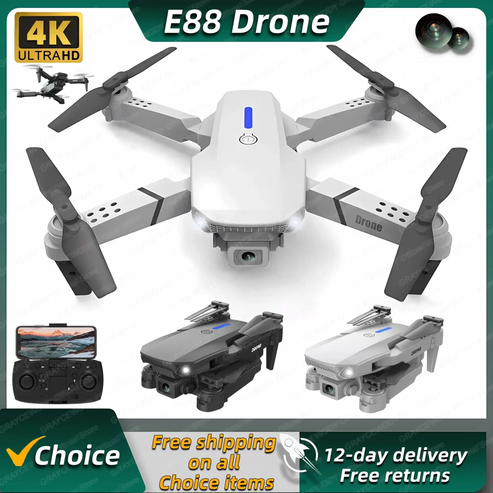 New E88 Pro RC Drone 4K Professinal With 1080P Wide Angle Dual HD Camera Foldable RC Helicopter WIFI FPV Height Hold Apron Sell - Image 3