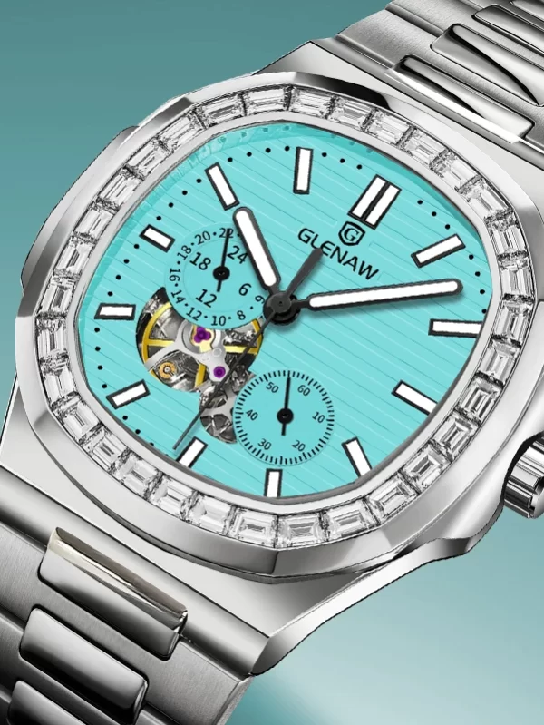 GLENAW Dual Seconds Dual Hour Hand Mechanical Watch Original Stainless Steel Authentic Watch Night Glow Waterproof Men's Watch