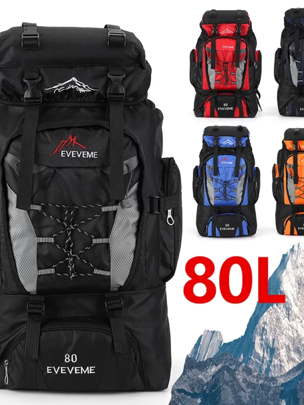 Bolsa de Viagem Grande para Homens e Mulheres Mochila de Acampamento, Caminhadas, Sacos de Escalada do Exército, Bolsa Esportiva de Montanhismo, 80L - Image 3