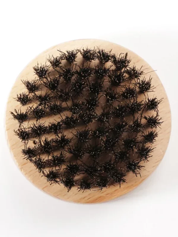 Facial hair100 % cerdas de javali preto dos homens cerdas de cabelo de javali duro redondo punho de madeira barba bigode escova conjunto rosto massagem - Image 6