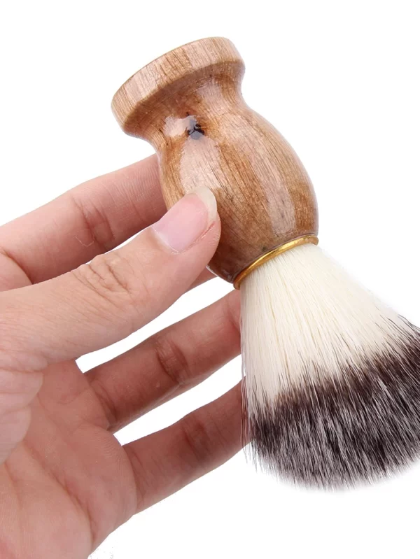 Escova de barbear masculina de texugo, ferramenta de limpeza facial de barba com cabo de madeira - Image 6