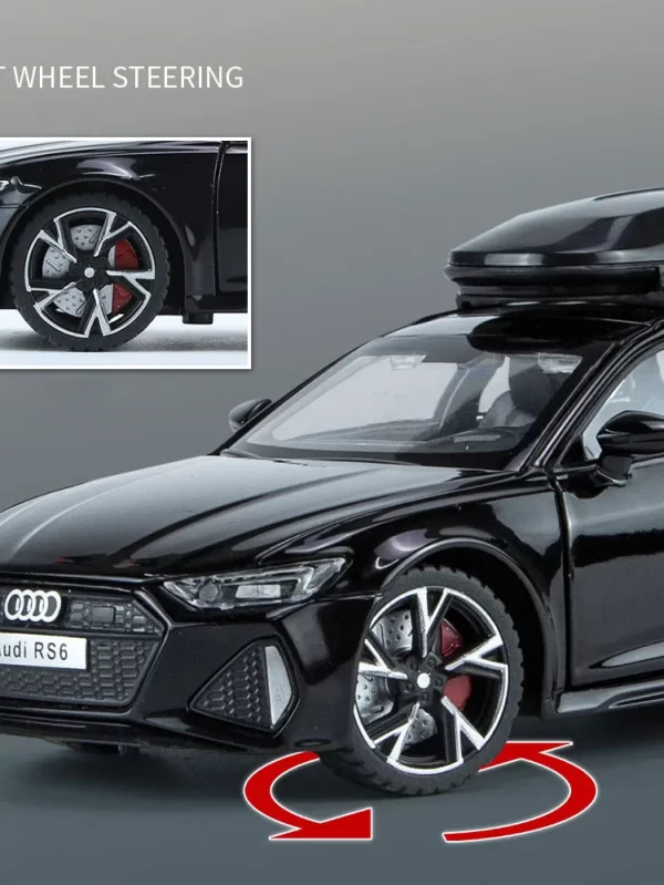Audi RS6 Toy Car Model com portas de som e luz, Aberto Alloy Diecast Model, Brinquedo de coleta de veículos para meninos - Image 4