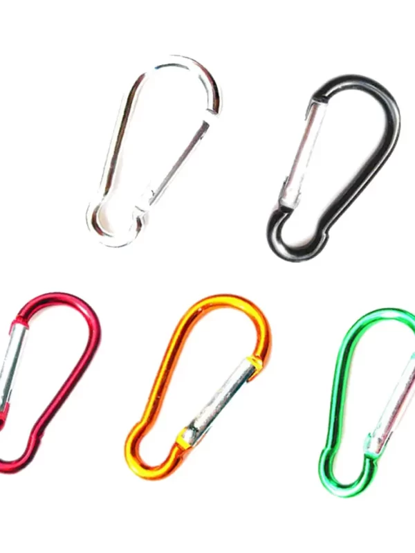 Liga de alumínio mosquetões, chaveiro, bloqueio gancho, montanhismo Survival Webbing, cor aleatória, mochila, 5 pcs - Image 2