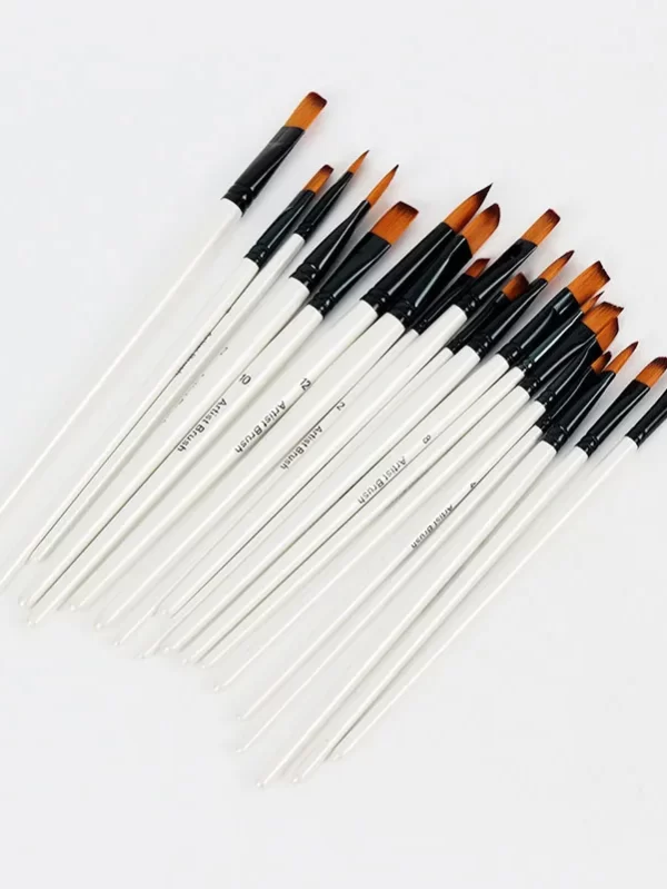 Two-tone Nylon Hair Brush Pearl White Wood Pole for Oil Paint for Hair Watercolor Brush for Beginners 6 Pcs/set Art Paint Brush - Image 4