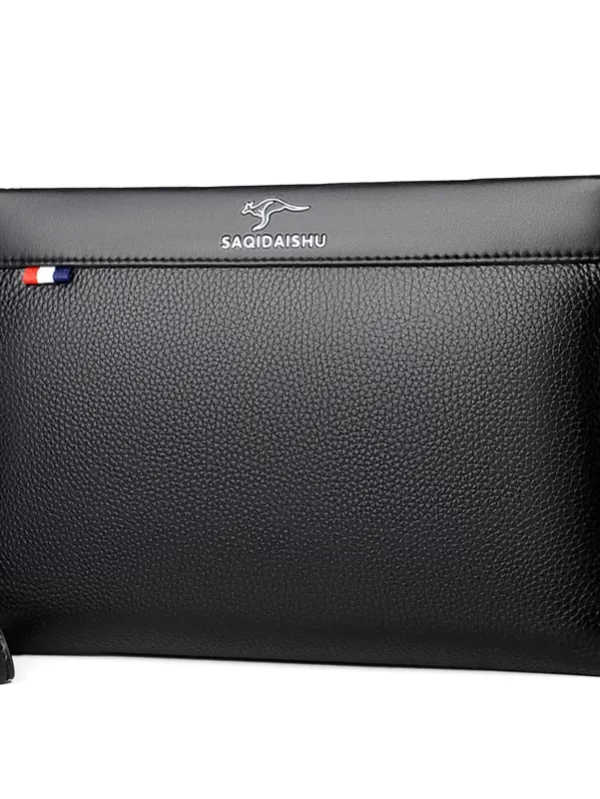 Embreagem de couro de vaca genuína para homens, bolsa de pulso carteira de negócios de moda