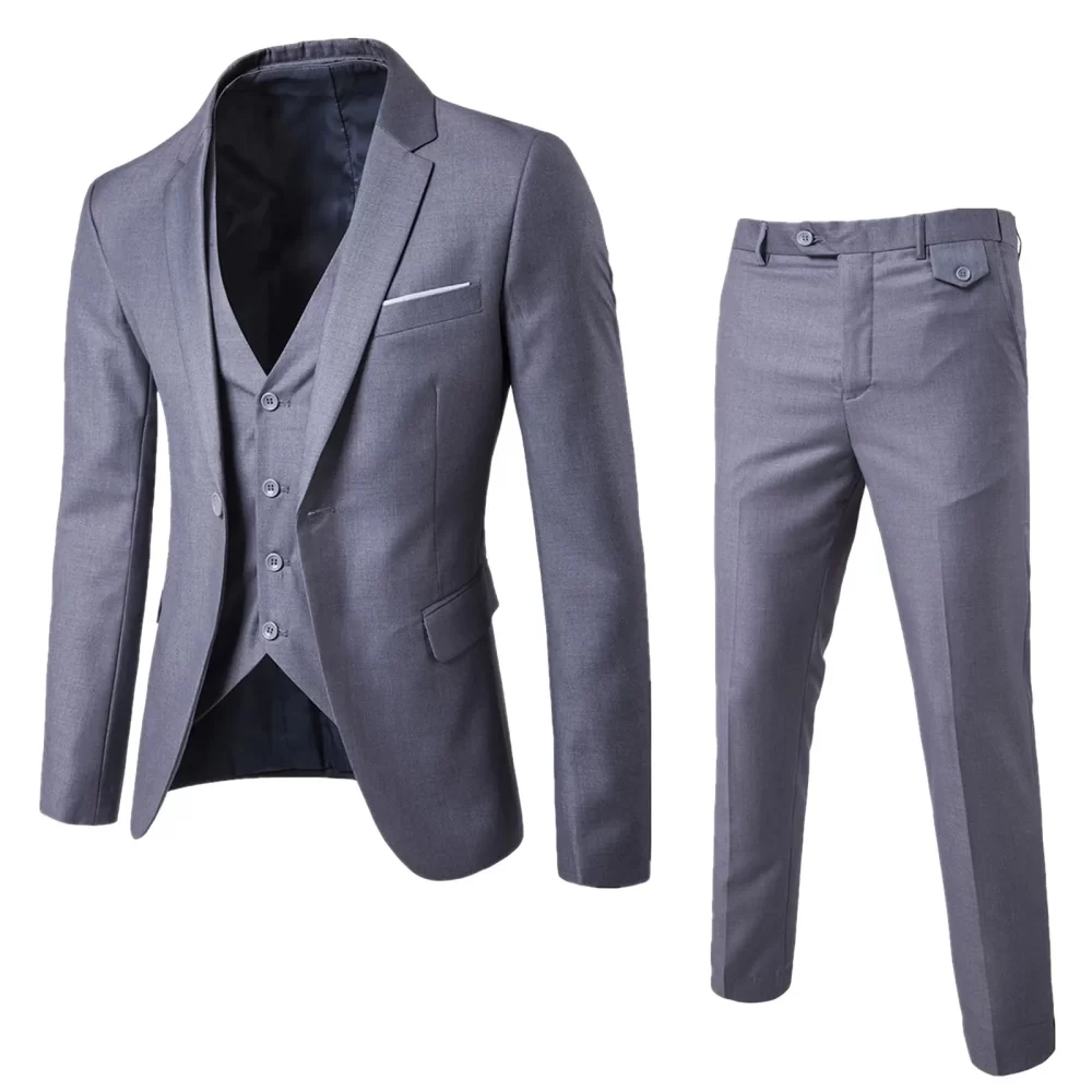 Men’s Suit Slim 3 Piece Suit Business Wedding Party Jacket Vest & Pants Coat European American Style Social Dress Shirts Pants - Image 3