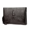 Bolsa de couro com zíper duplo masculina, carteira longa, bolsa de negócios preta e marrom, bolsa de dinheiro casual masculina, marca de luxo, moda