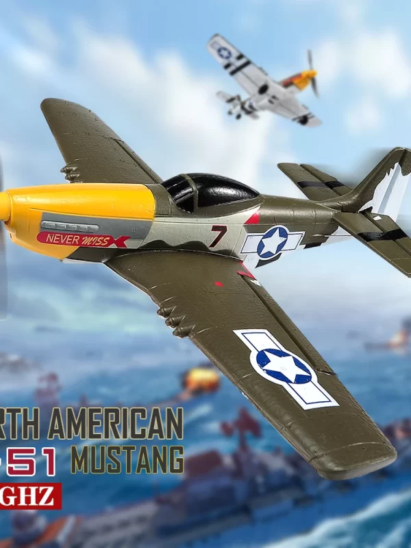 Avião RC com uma chave Acrobatic, RTF Aircraft Glider, P51 Mustang, RC Plane, 2.4G, 4CH, 6 Axis, 410mm Wingspan, lutador de espuma, brinquedos presentes, novo