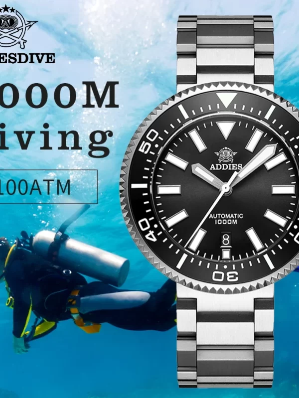 ADDIESDIVE Men's Luxury Watch 1000m diver's watch Waterproof luminous Sapphire Glass reloj hombre Automatic Mechanical Watches