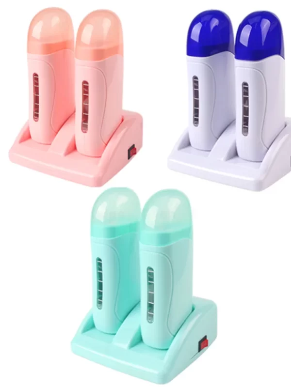 Electric Double Wax Heater Epilator Cartridge Wax Roller Base Roll On Waxing Refillable Hair Removal Machine Depilatory Heater